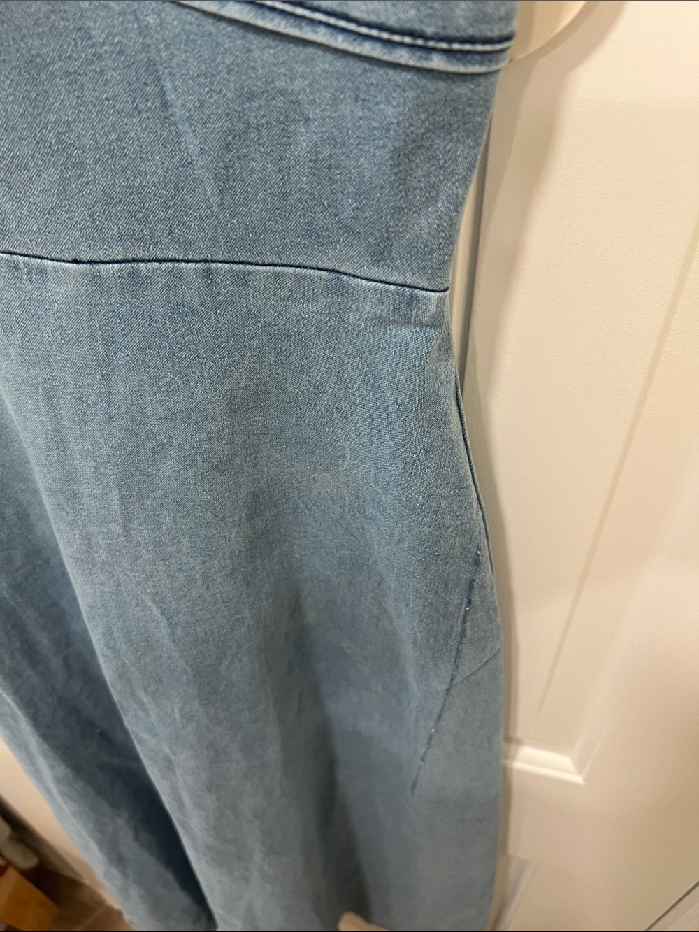 Selfie Leslie Here Comes The Sun Light Blue Denim Maxi Dress size Small NWT - Picture 13 of 16